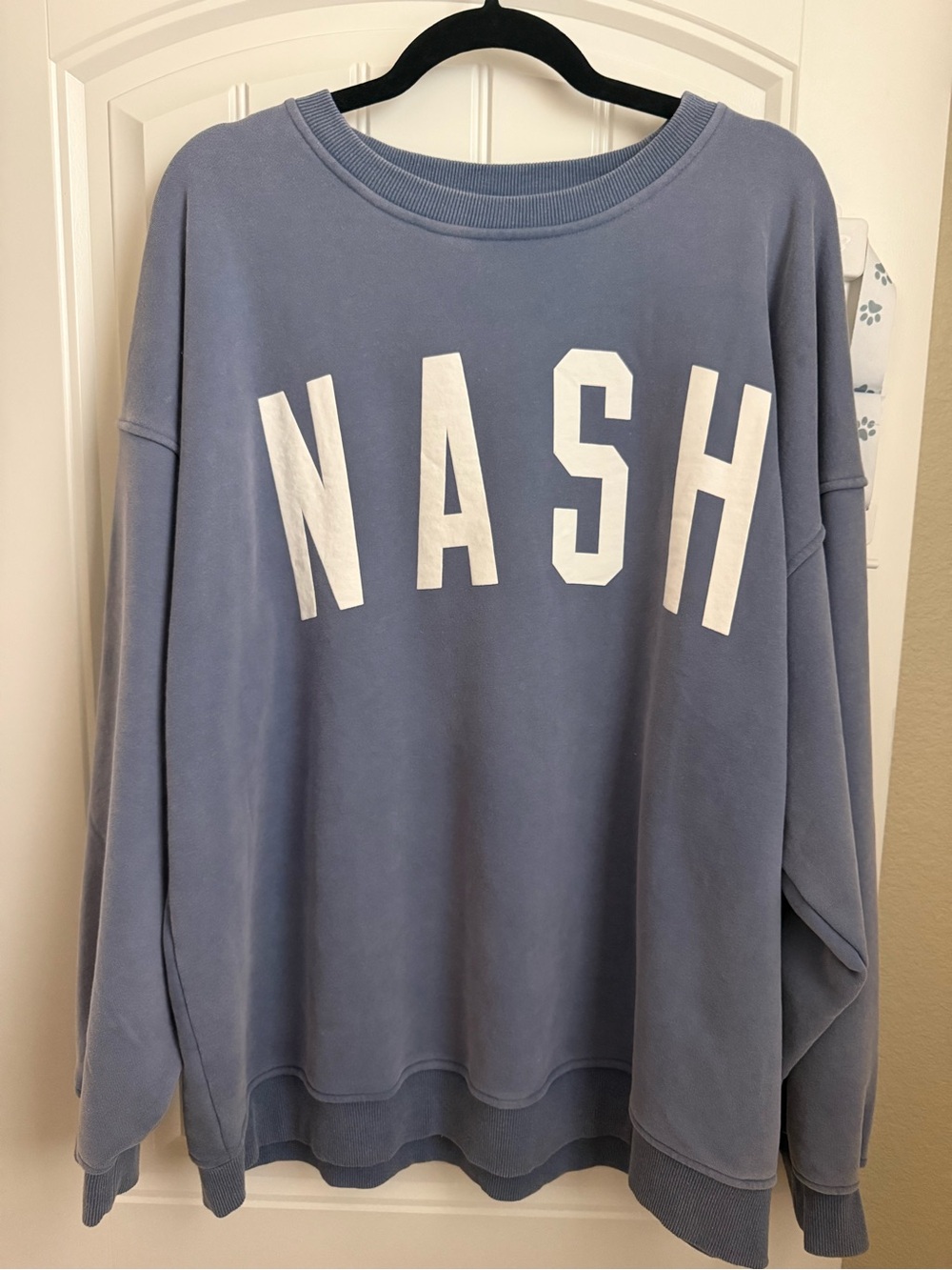 Ash Oversized Crewneck Sweatshirt in Dusty Blue with White NASH Letters
